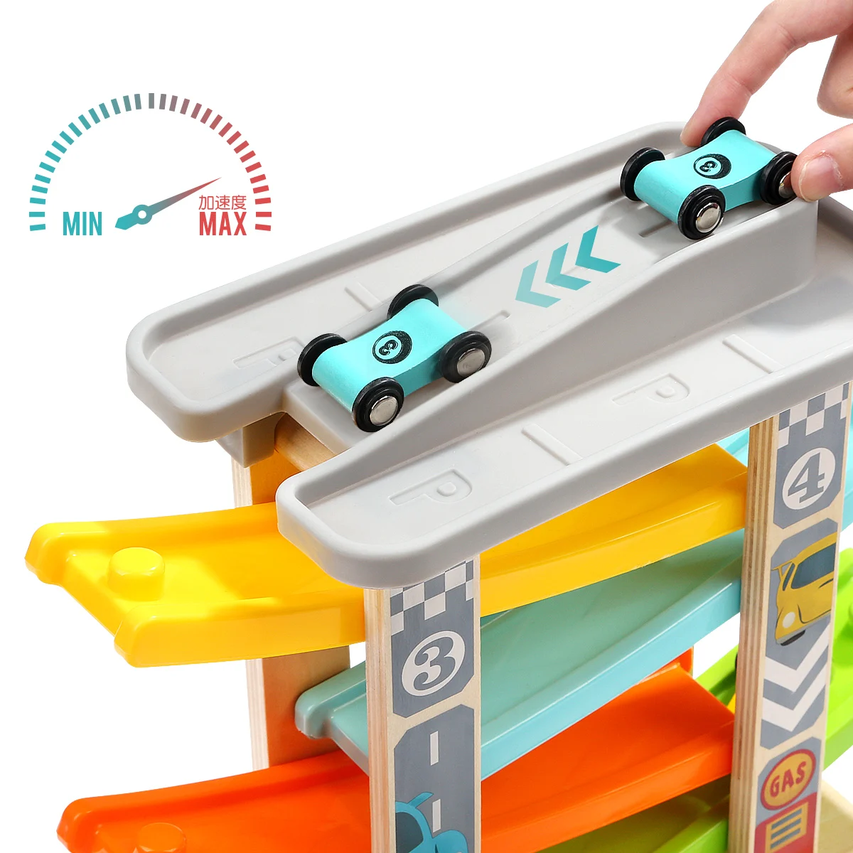 Topbright Toddler Toys For 1 2 Year Old Boy And Girl Gifts Wooden Race Track Car Ramp Racer With 4 Mini Cars