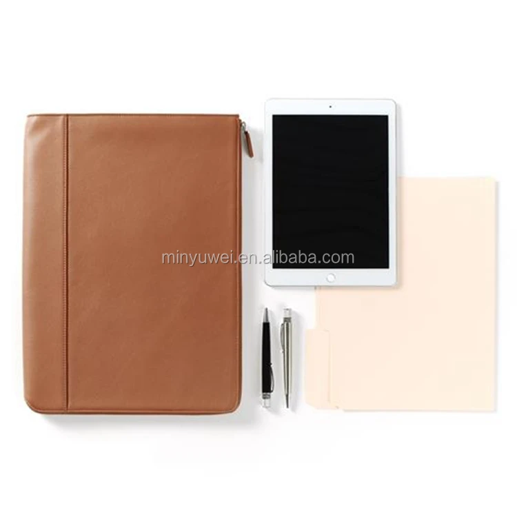 fashion black A4 document bag genuine leather padfolios case file folder bag manufacturers
