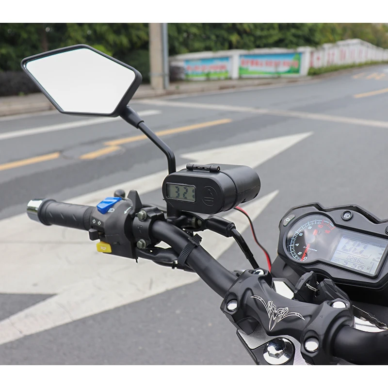 
2019 new USB charger factory dual 3.1A/1.5A cigarette lighter install in scooter e bike, motorcycle mobile phone accessories 