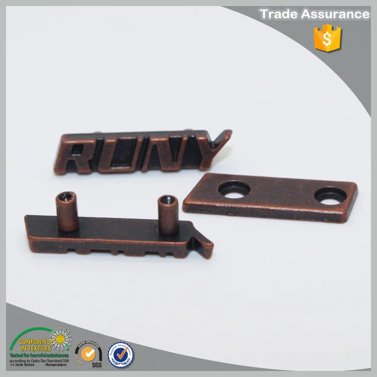 nickel lead free custom jeans pu patch label with metal logo