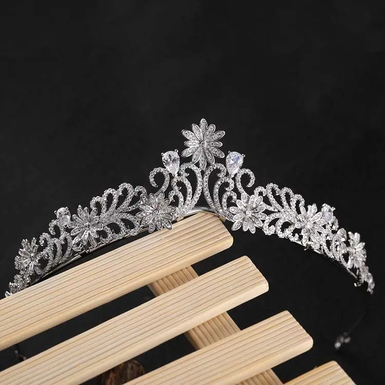 Hot Sell Fashion Rhinestone 925 Sterling Silver Wedding Crown Tiara