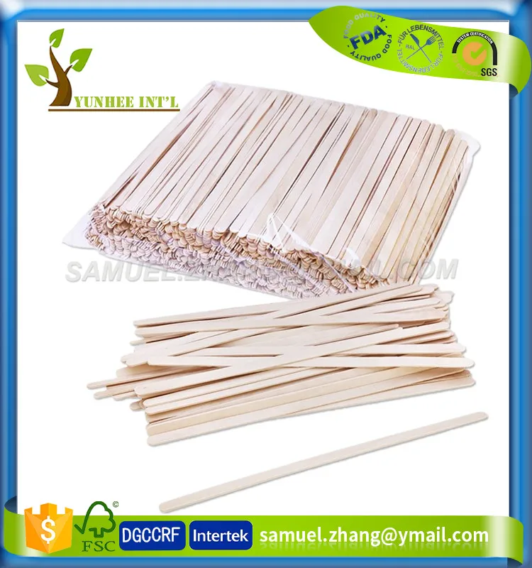 F-S-C F-D-A Approved Round End Birch Wood Coffee Stirrer