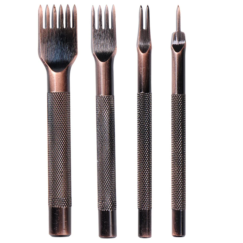 Leather Hole Punch Stitching Chisel Tools Pricking Iron Diamond Leather Craft Tool 3/4/5MM 1/2/4/6 teeth Drop Shipping