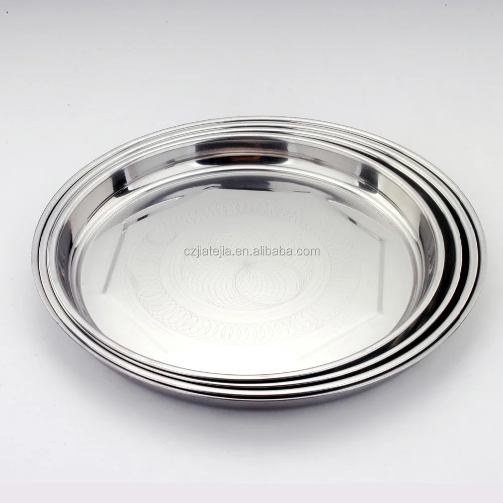 Wholesale dinnerware stainless steel high quality larger round shape fruit tray