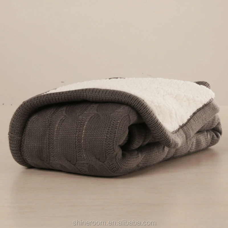 Super Soft Double Layer Cable Knit with Sherpa Backing Baby Blanket