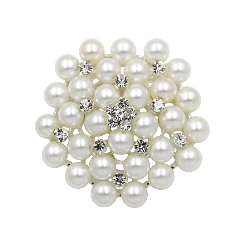 Factory Direct Wholesale Wedding Bouquets Imitation Pearl Flower Brooches in Silver or Gold Plated