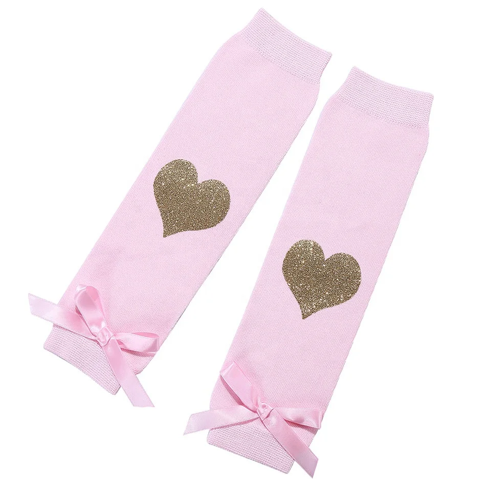 Cute Gold Print Heart Pattern Leg Warmers for Infant Girls
