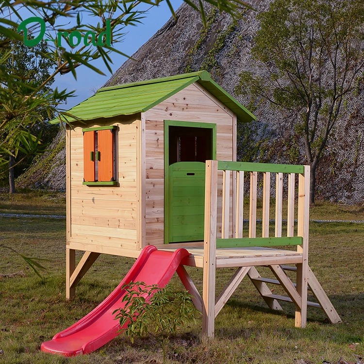 Children Wooden Play House with Ladder and slide
