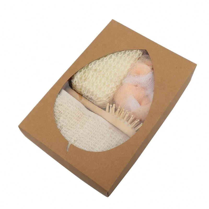 
Hot Sale Bathroom Accessory Sets ,Wooden Bath Shower Gift Set Include Scrubber Massage Comb For Women 