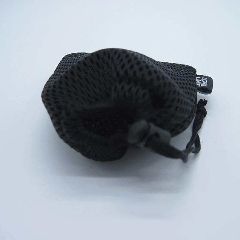 Small  black drawstring bag mesh bag with woven label polyester drawstring mesh bag