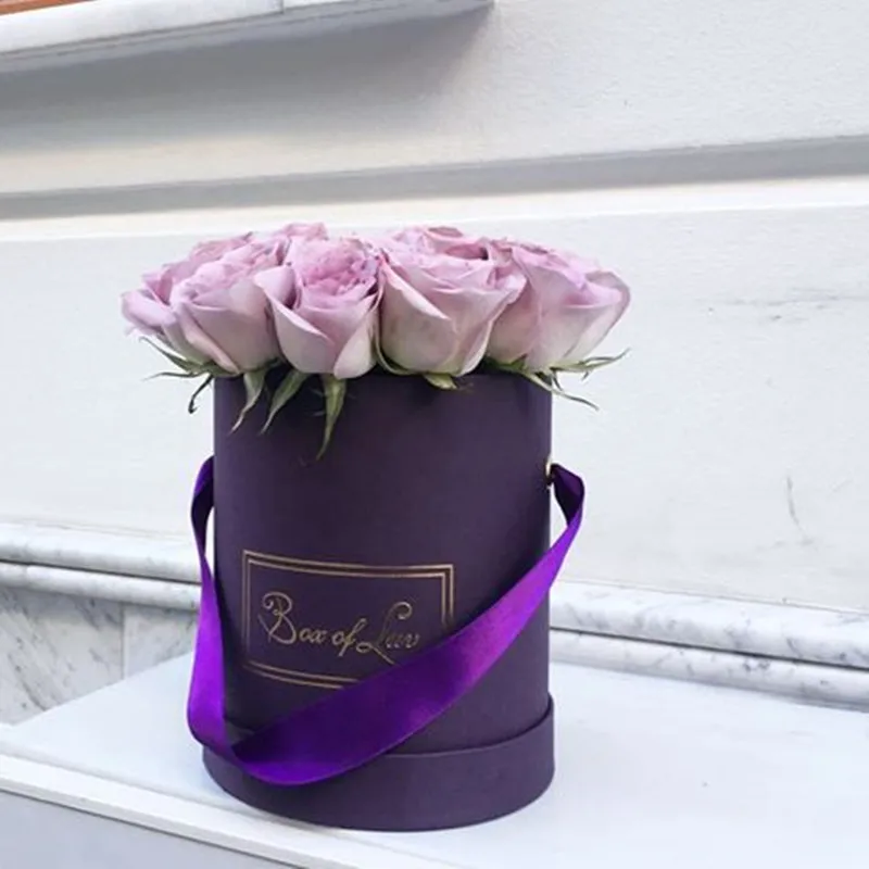 Factory supply cylinder paper round flower gift boxes wholesale custom white cardboard hat flower box packaging