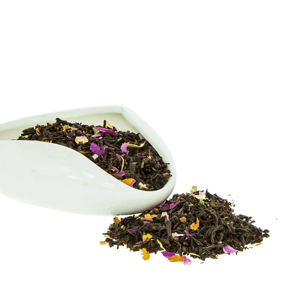 Organic Custom Qicha Loose Tea Blend Dried French Rose Bud Petals Flower Black Loose Tea Flavored Blended Sencha Tea