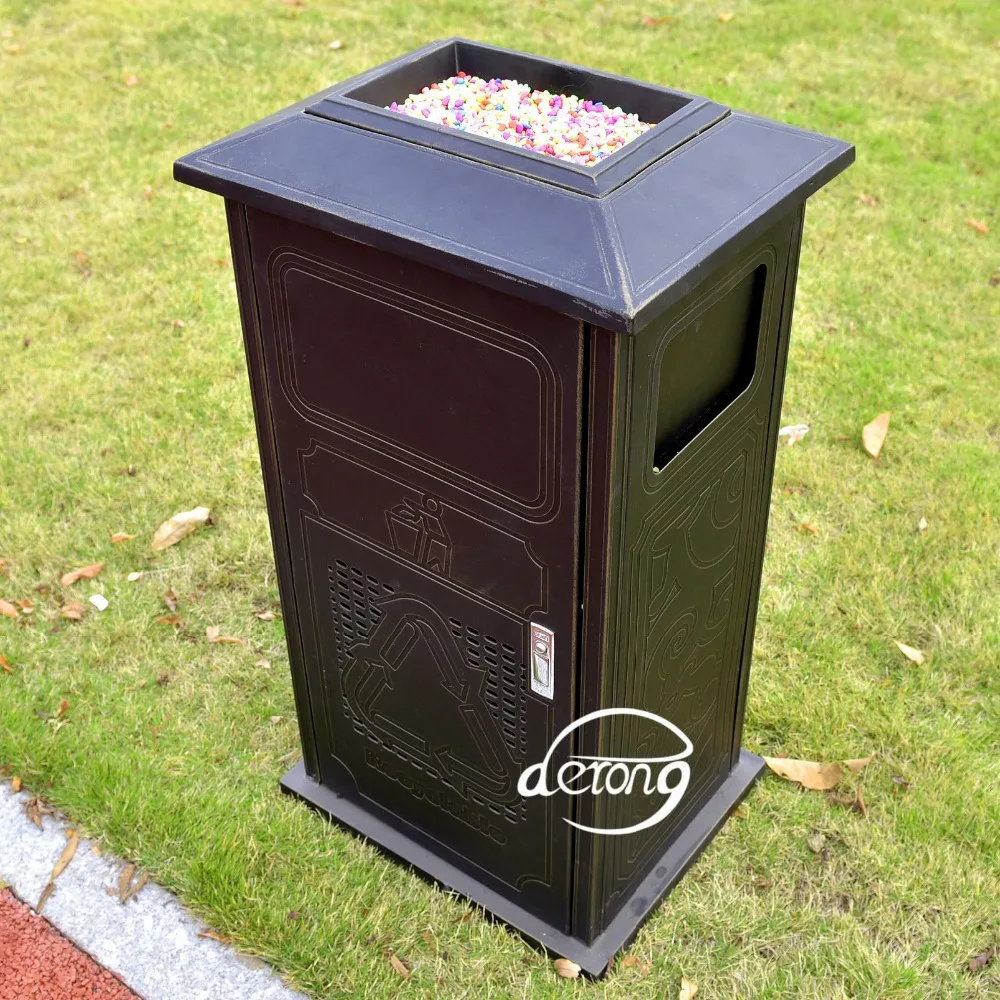 Открытый металлического литого алюминия мусорное ведро/мусора сад хранения/открытый для мусора