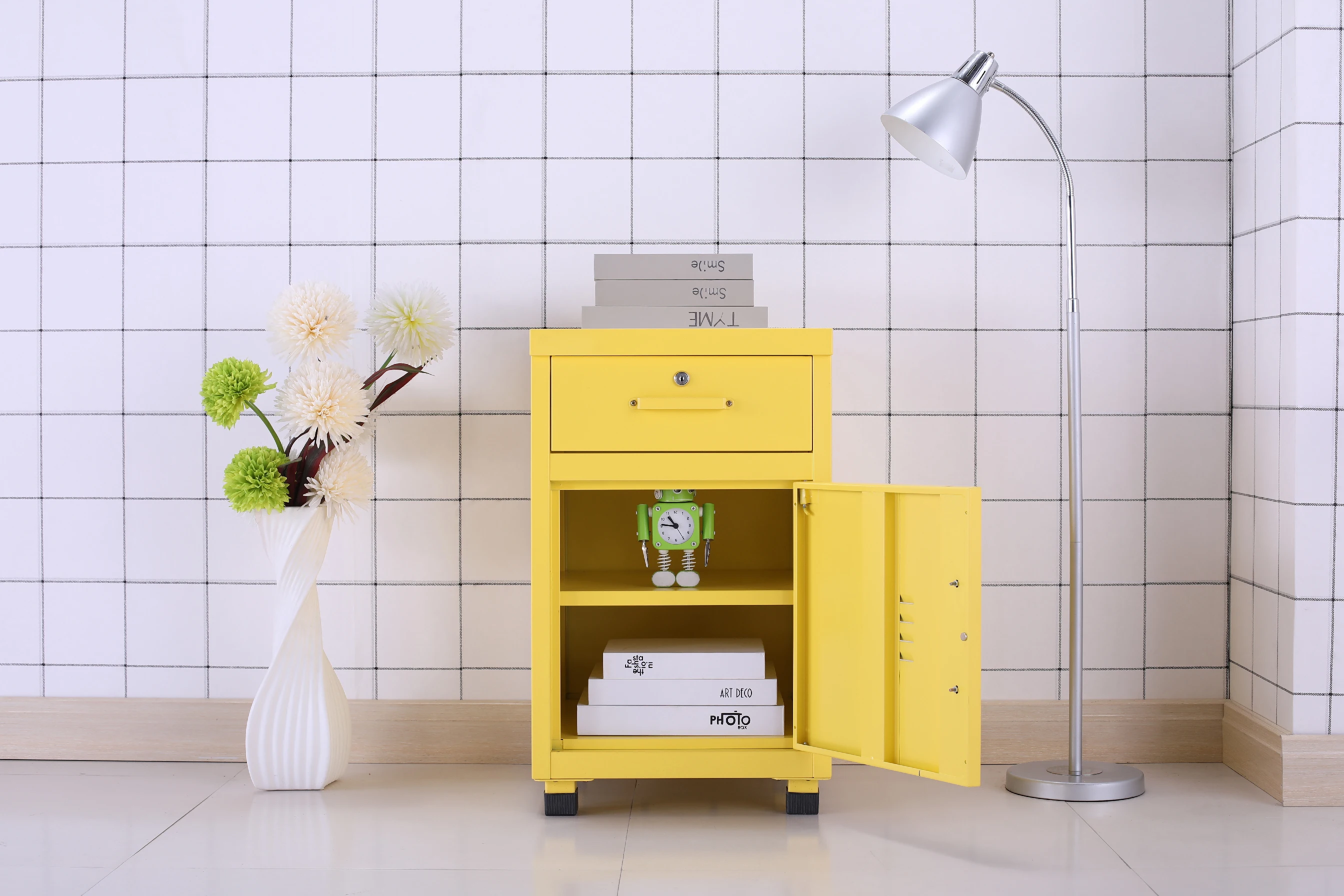 Manufacturer wholesale home furniture nightstand metal steel cabinet bedside table