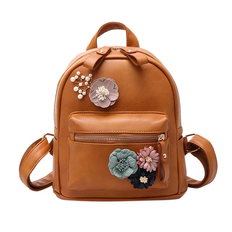 Wholesale fashion girl backpack flower pattern leather ladies backpack