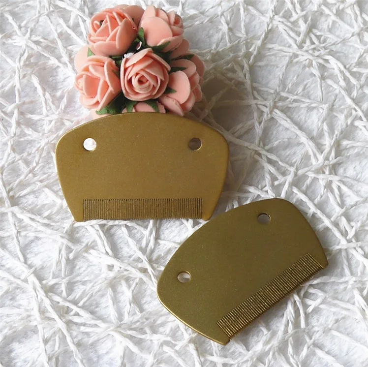 Pocket Golden Color Aluminum Human Lice Nit Louse Flea Tick Comb With Close Gap Aluminum Comb Teeth