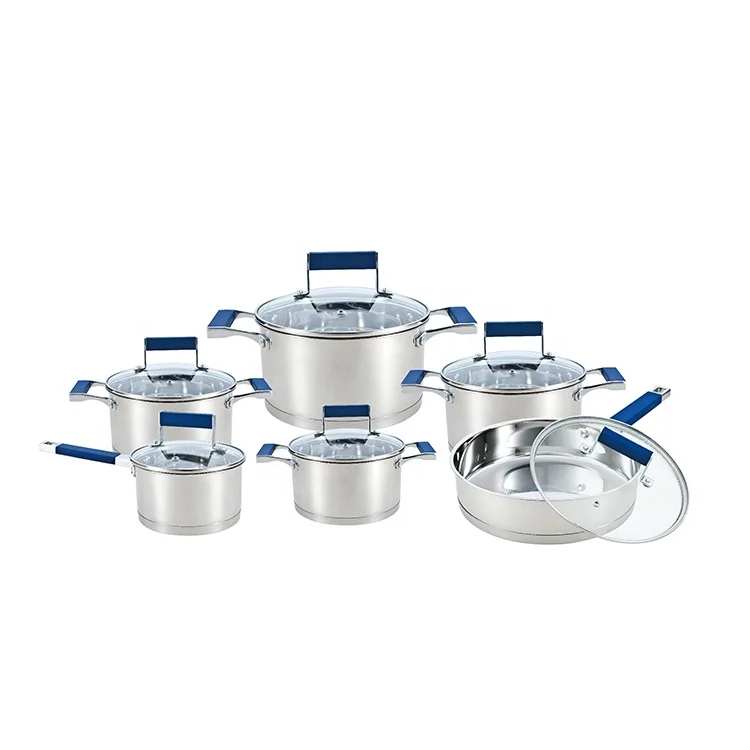 Eco-friendly stainless steel home cooking pot and pan skillet cookware set