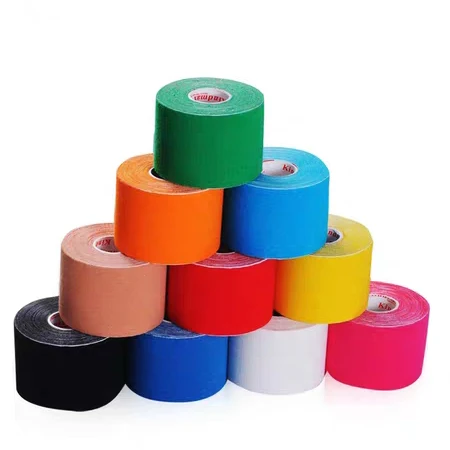 
High Quality 12 colors Waterproof Cotton Elastic Sports Kinesiology Tape 5cm x 5m 