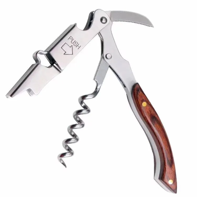 WELLFLYER BO-121 Luxury Quality Durable Wine Corkscrew Bottle Opener Stainless Steel Foldable Corkscrew with Customized Logo