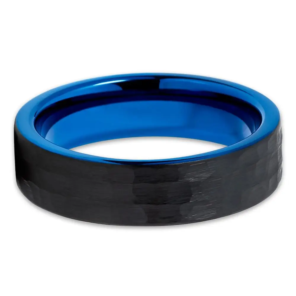 
Factory wholesales blue inlay dome tungsten ring 