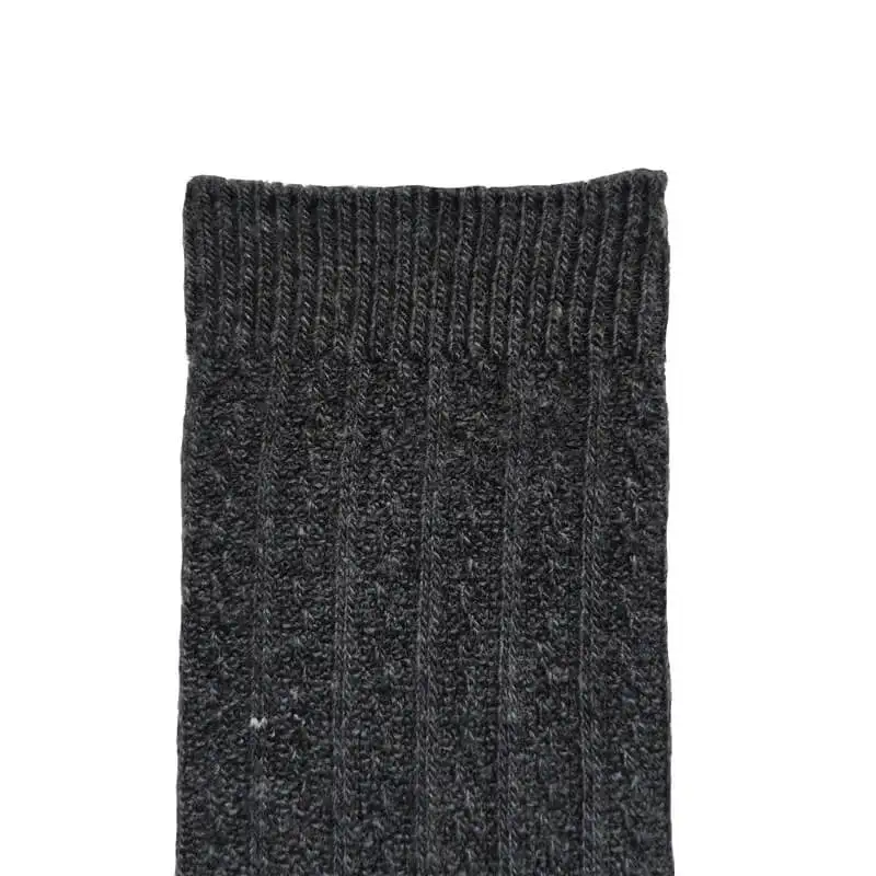 Mens Natural Solid Colour Merino Wool Loose Top Crew Height Socks