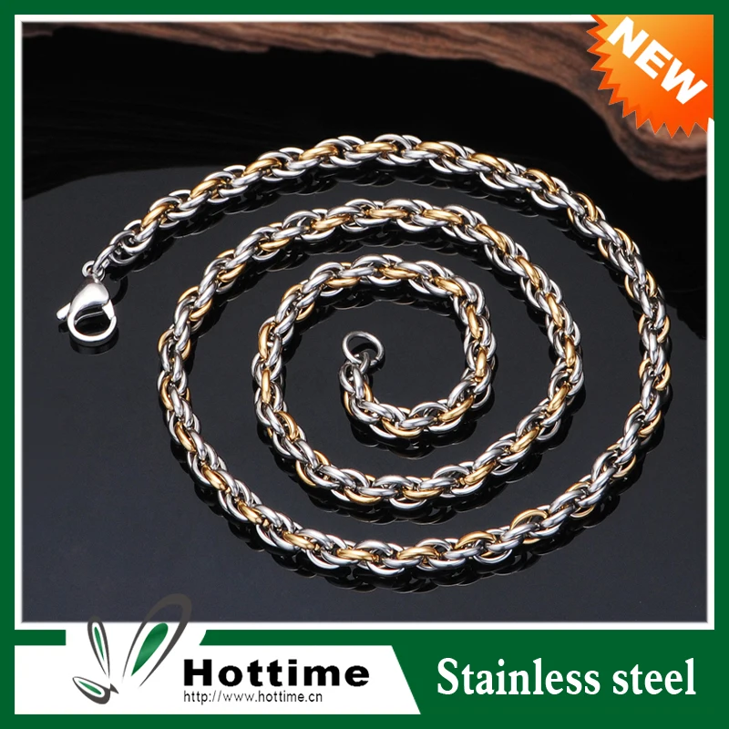 Hottime Wholesale 24K Gold Plating Stainless Steel Chunky Fashion Jewelry colorful necklace
