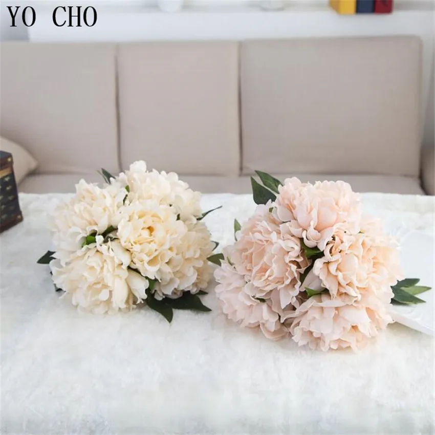 YO CHO wholesale artificial flower wedding home table centerpieces decor decorative real touch artificial silk peony flower