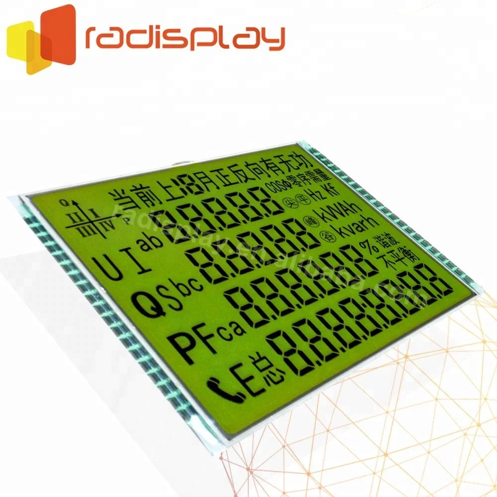 Stn Yellow-Green Positive Reflective Energy Meter Lcd Display