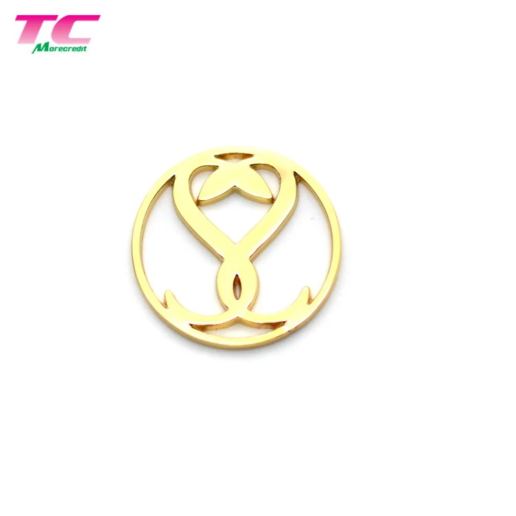 Hollow Design Shiny Gold Metal Letter Name Logo Label For Abaya