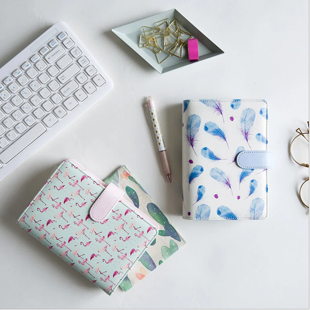 Customized Logo PU Leather A5 Notebook Cover Diary Planner Organizer 6 Ring Loose Leaf Binder Notebook