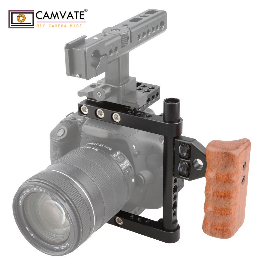 CAMVATE ручка сверху деревянная ручка DSLR камеры клетки Rig для Canon Nikon