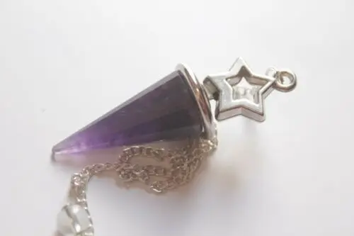 Wholesale Pendulum Prism Natural Gem Stone Metal Crystal Healing Ritual Pagan Wicca Quartz Pendant Healing for Gift