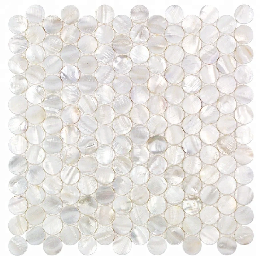 Decorstone24 Mother Of Pearl Penny Round Mosaic White Backsplash Wall Tile