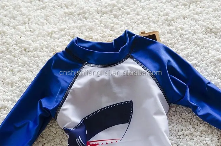 2016 Hot Sell shark Boys Swimsuit Cartoon Child Surf Shorts Long Sleeves Kids Swimwear Bathing Suits Swim Suit with Swimming cap