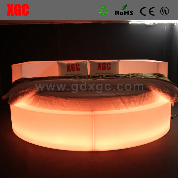 LED lighted plastic beautiful round bed king size new model bed LED special open-air film bed
