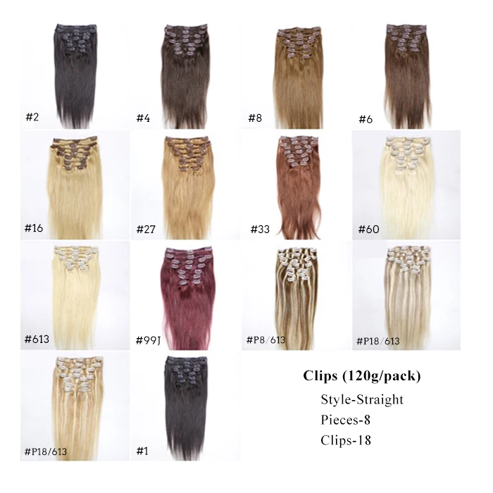 Different types 613 blonde brown clip in colored human hair extensions extension 100%