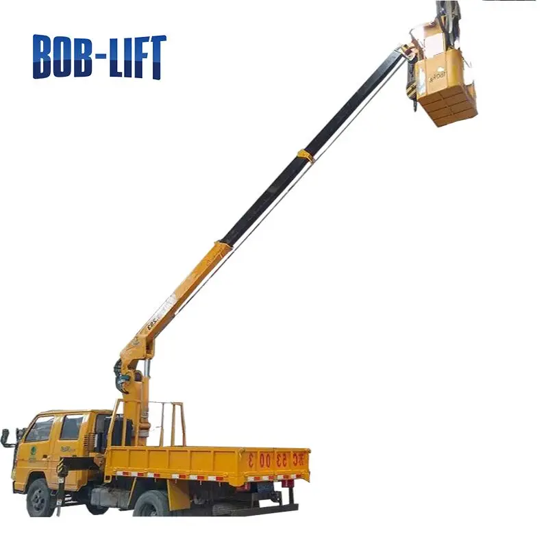 bob lift 5 Ton telescopic boom truck mounted man basket crane