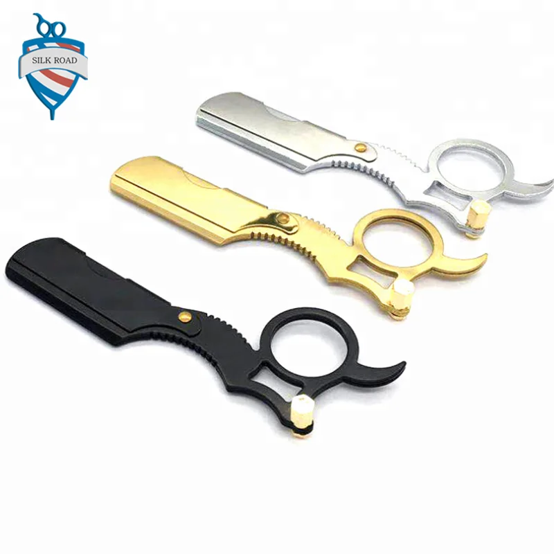 New professional double finger straight shaving razor with ring