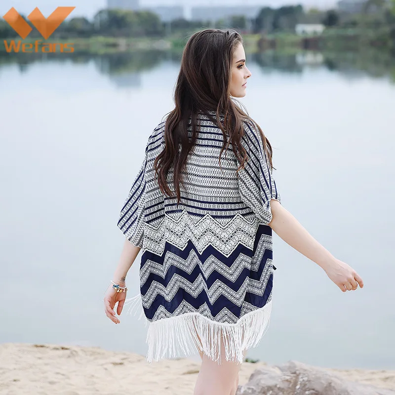 
Wefans Aliexpress amazon fashion summer indian blouses for women Bohemian new beach resort cardigan overcoat 