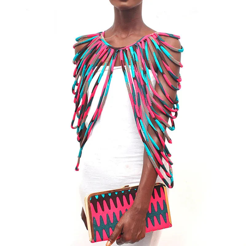 
African Ankara Handmade Strap Necklaces Fashion Accessories Jewelry Gift African Fabric Print Necklace Shawl WYX15 