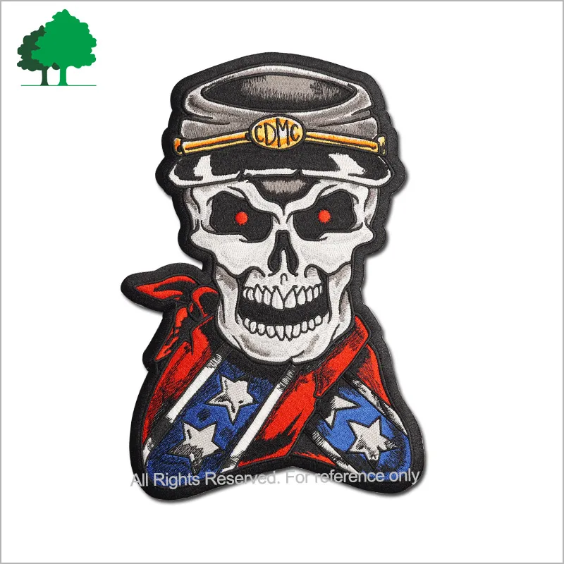 Direct factory sale custom high quality cheaper embroidery skull patch