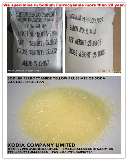 99% Sodium Ferrocyanide / Yellow Prussiate of soda CAS No.: 13601-19-9
