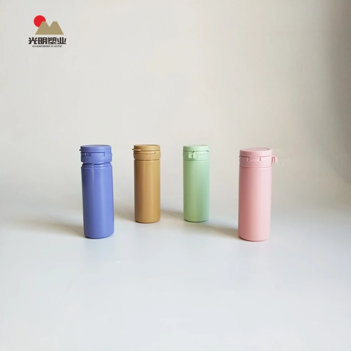 50ml round HDPE plastic candy container  chewing gum bottle vitamin bottles with ring-pull cap