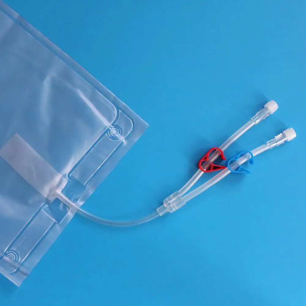 2000ml drainage bag with double outlets, medical urine bag