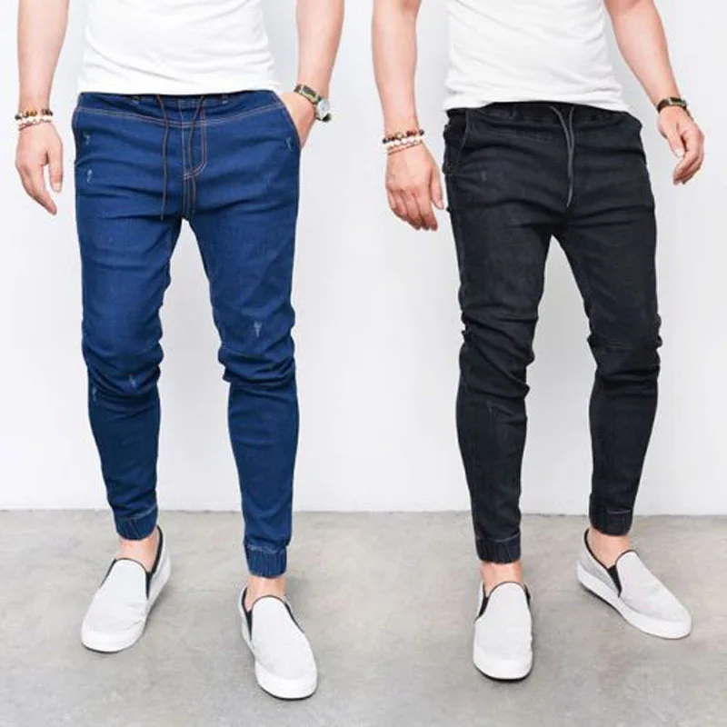 100% Cotton Blue Jeans For Man High Waist Harem Men Jeans Plus Size Black Man jeans Denim Pants