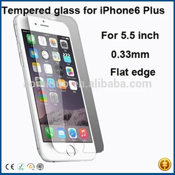 мобильных аксессуаров 2015 9h 0.33mm закаленное стекло протектор экрана для iphone 6 плюс 5.5 дюйма