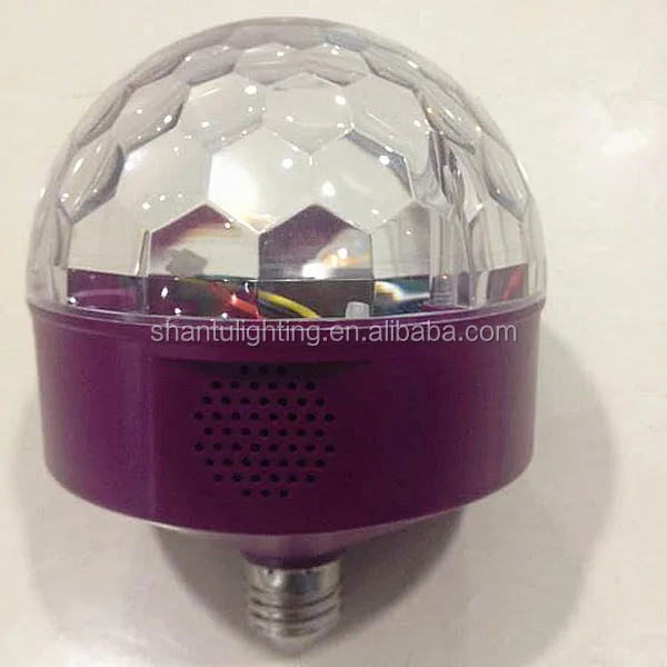 Baisun brand Disco Party RGBWYP E27 MP3 Rotating LED Stage Lighting Crystal  LED Magic Ball