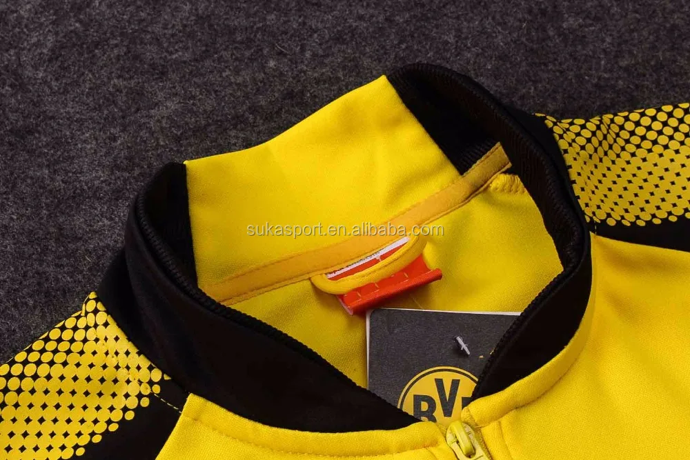 Full zip jaket Dortmund 2017/18 season yellow football tracksuit good quality soccer sweater training suit