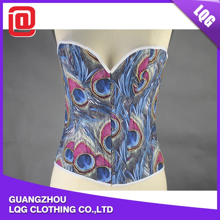 Fashion sexy peacock pattern striping overbust corsets