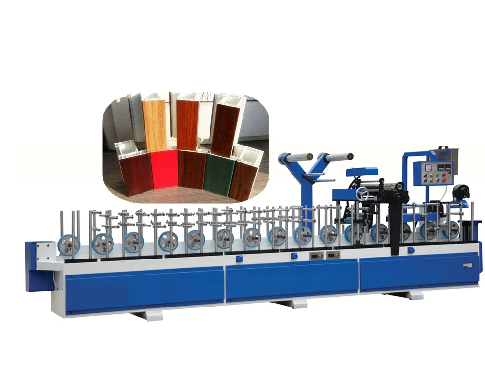 Aluminium Bathroom Doors Profile Cold Glue Wrapping Machine